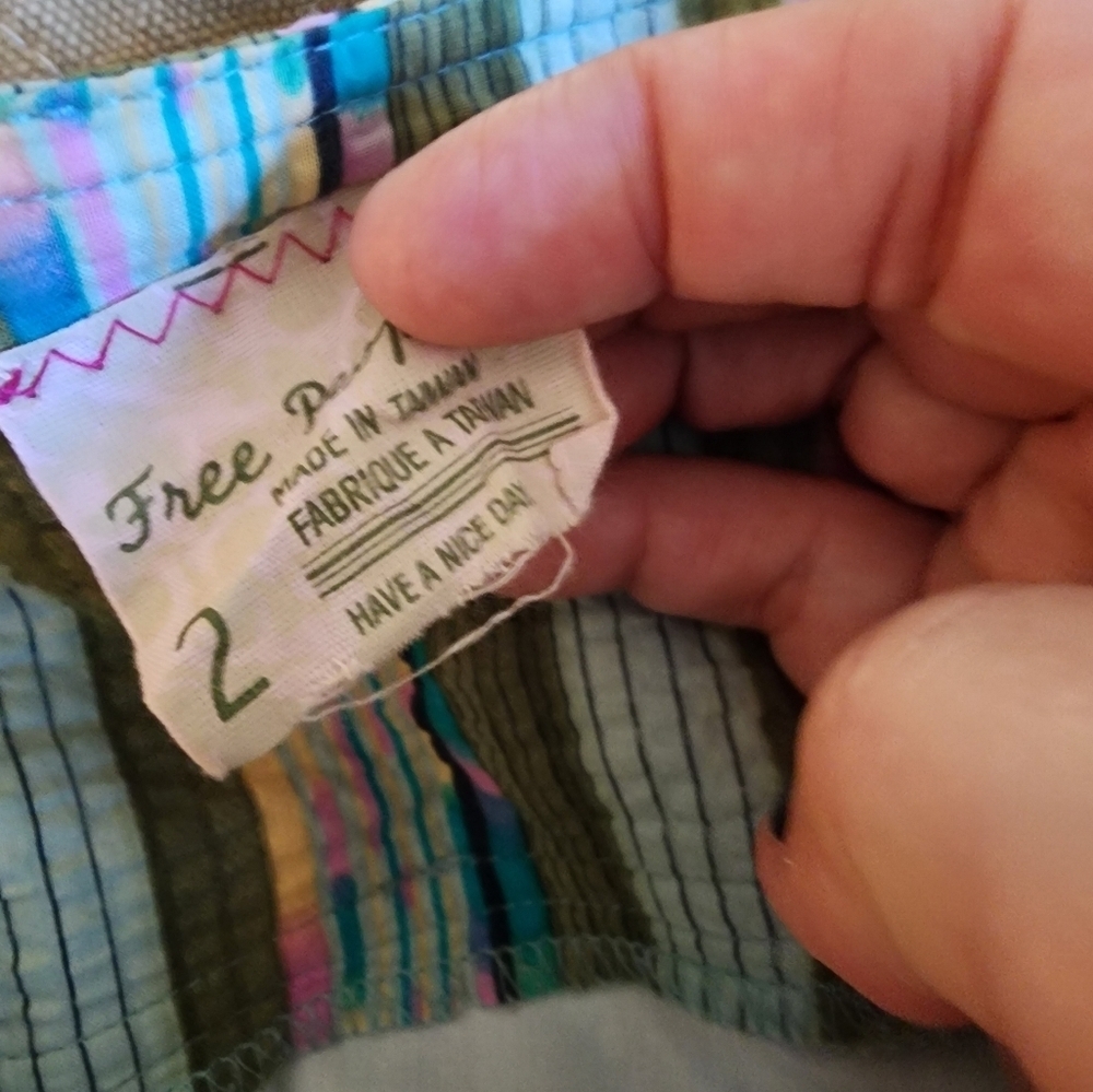 Free People Seersucker A Line Midi Skirt Size 2 Striped Green Blue Boho Romantic - Picture 8 of 12